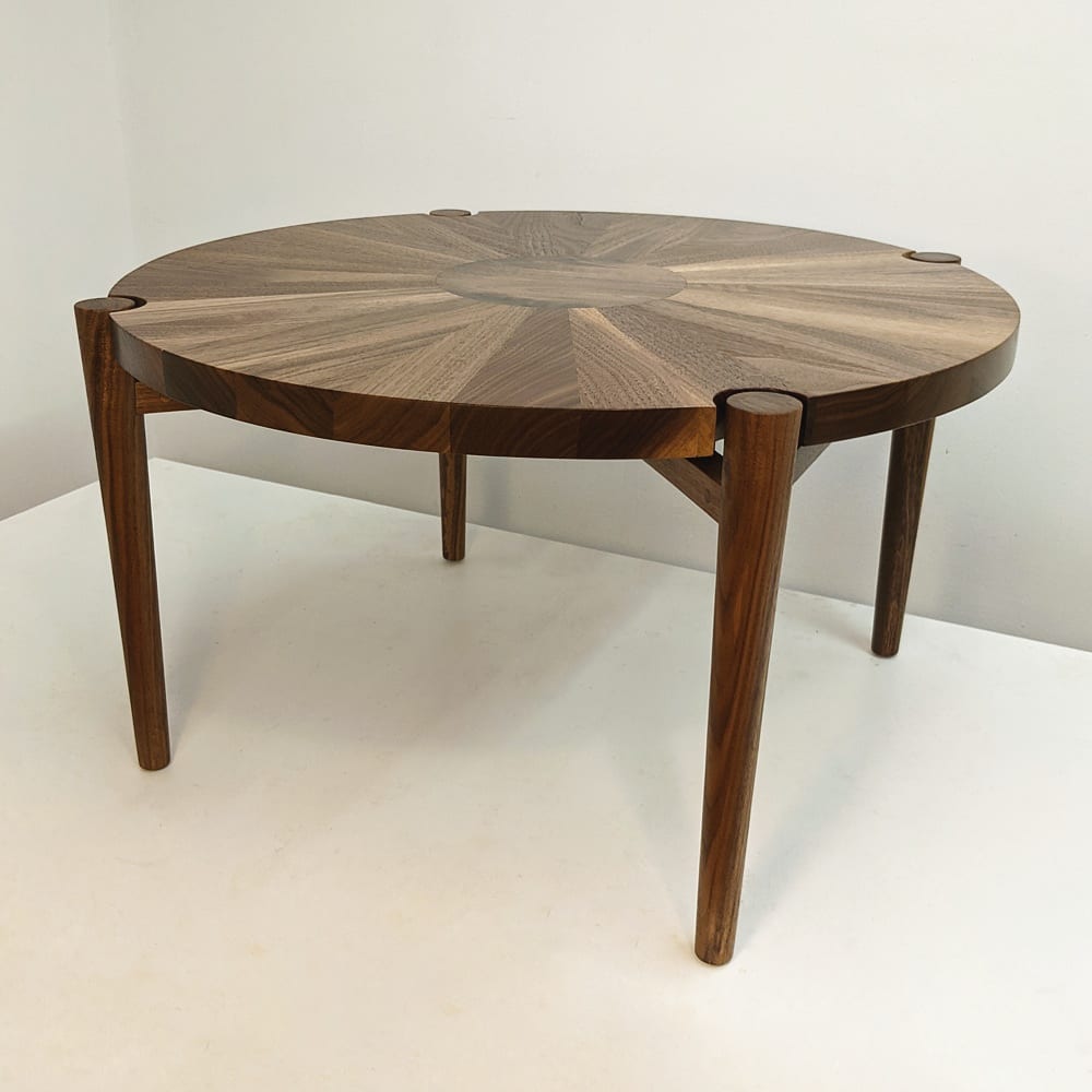 July 1st, 2021: Our circular walnut coffee table!